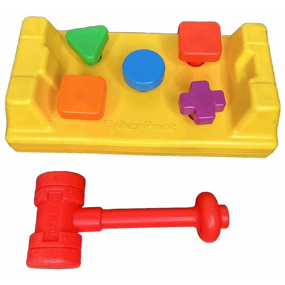 Vintage 1986 Fisher Price Tap n' Turn Bench Hammer Shapes Toddler Montessori